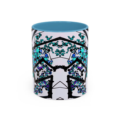 Blue Botanical Accent Coffee Mug — Teal Floral Abstract 11/15oz