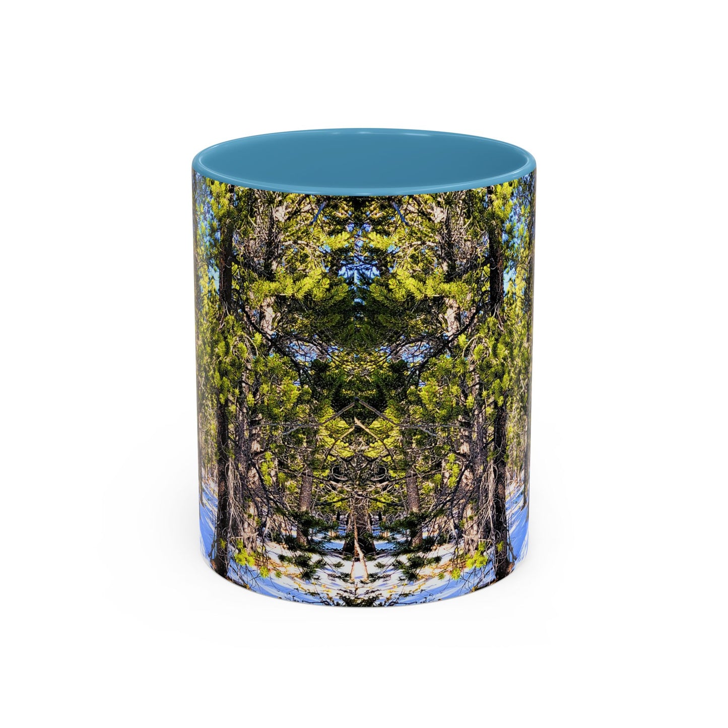 Pine Forest Snow Accent Coffee Mug – Scenic Nature Photography 11/15oz