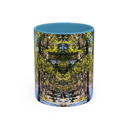 Pine Forest Snow Accent Coffee Mug – Scenic Nature Photography 11/15oz