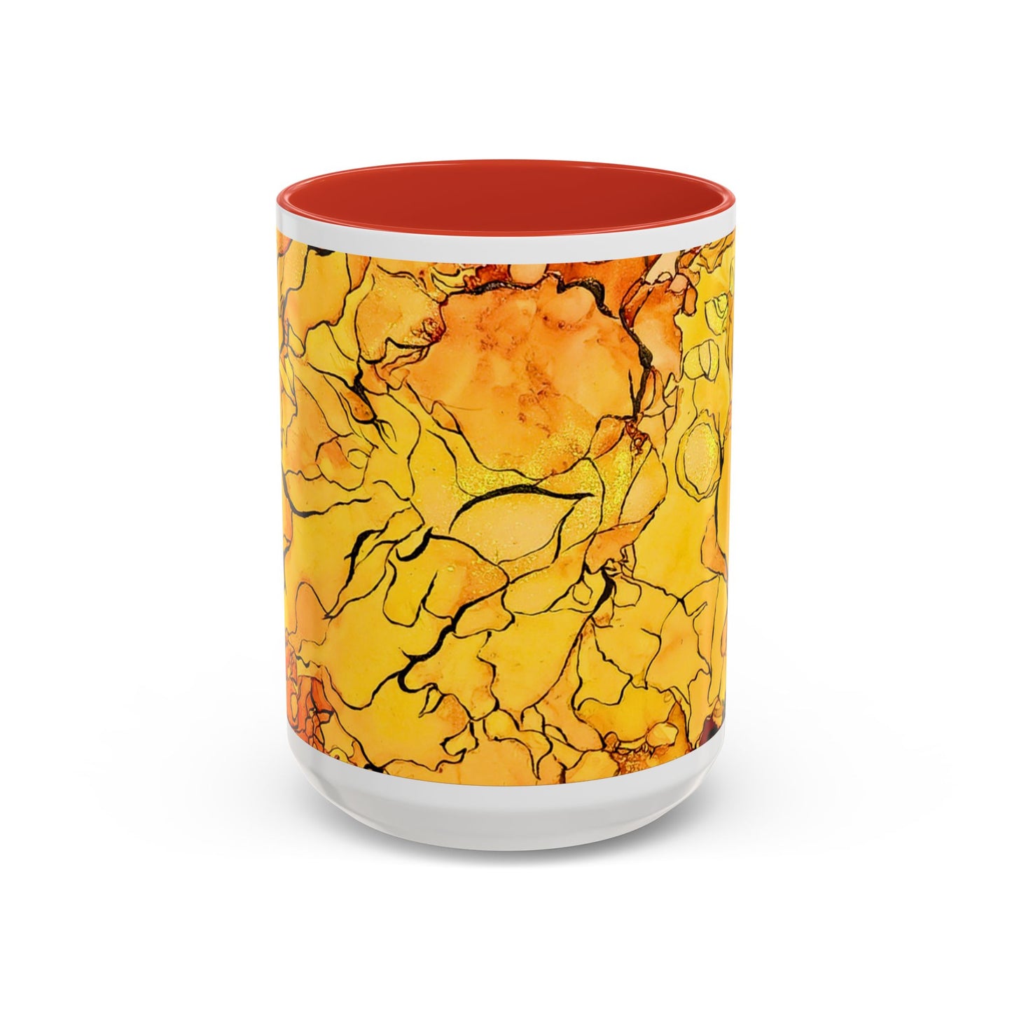 Yellow Floral Accent Coffee Mug – Bright Watercolor Peony Design (11/15oz)