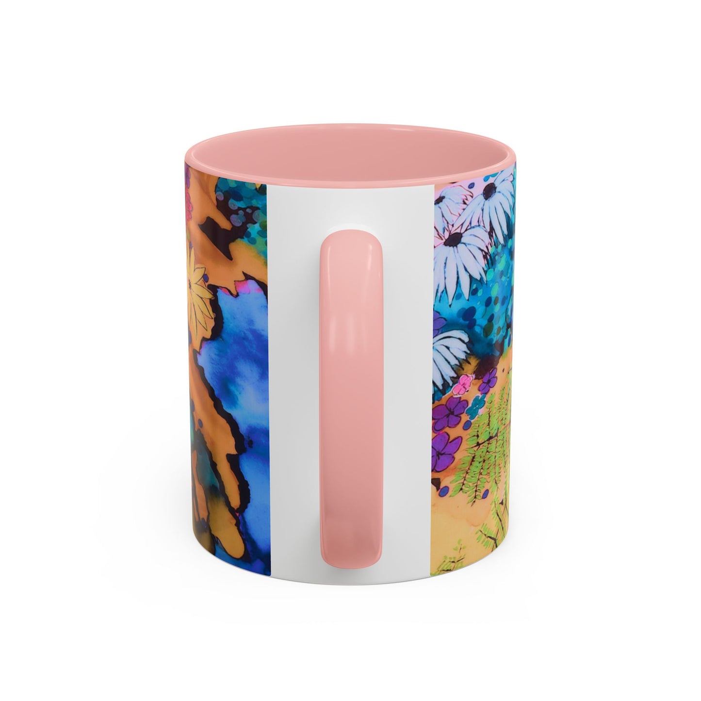Vibrant Floral Watercolor Accent Coffee Mug