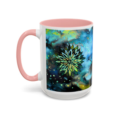Blue Galaxy Floral Accent Coffee Mug — 11/15oz