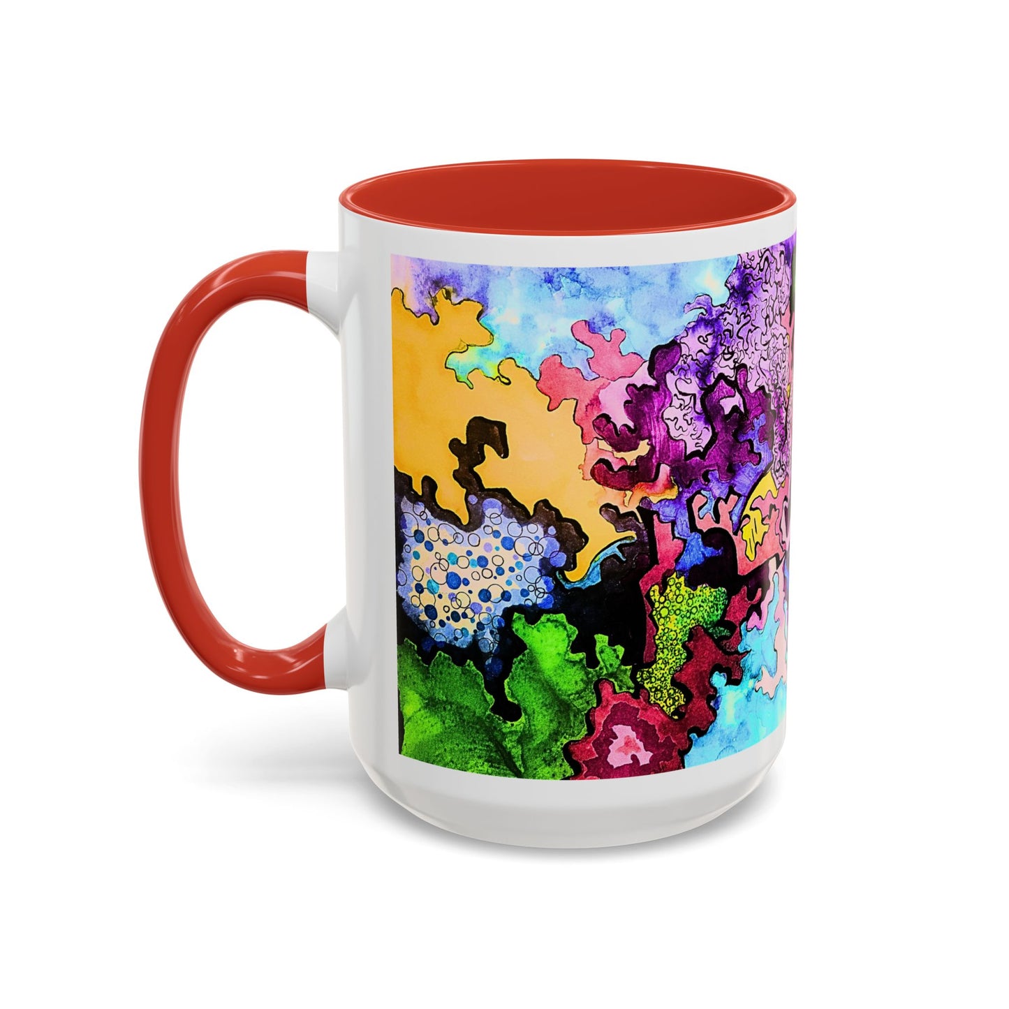 Abstract Colorful Art Coffee Mug — Vibrant Symmetry Accent Mug