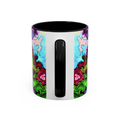 Psychedelic Abstract Accent Coffee Mug — Colorful Inkblot Art (11/15oz)