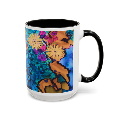 Vibrant Floral Watercolor Accent Coffee Mug