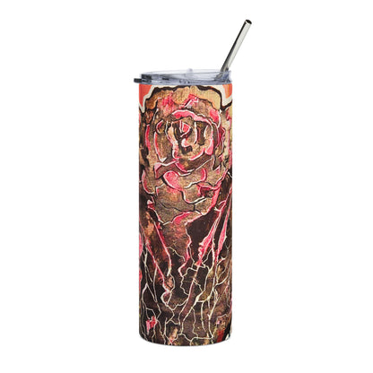 Abstract Floral Stainless Steel Tumbler