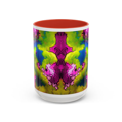 Vibrant Abstract Inkblot Accent Coffee Mug – Psychedelic Floral Color Splash (11/15oz)