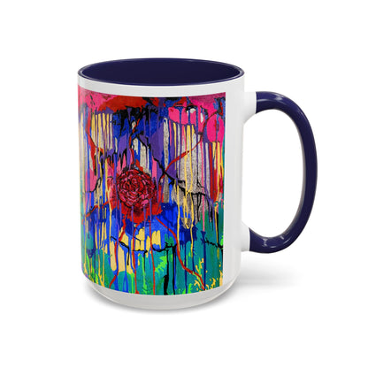 Colorful Drip Art Coffee Mug – Vibrant Abstract Floral Accent (11/15oz)