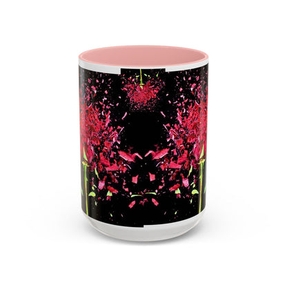 Black Floral Splash Coffee Mug — Red Rose Explosion Accent Mug (11/15oz)