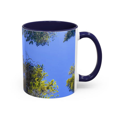 Scenic Pine Tree Sky Accent Coffee Mug – Nature Photography 11/15oz
