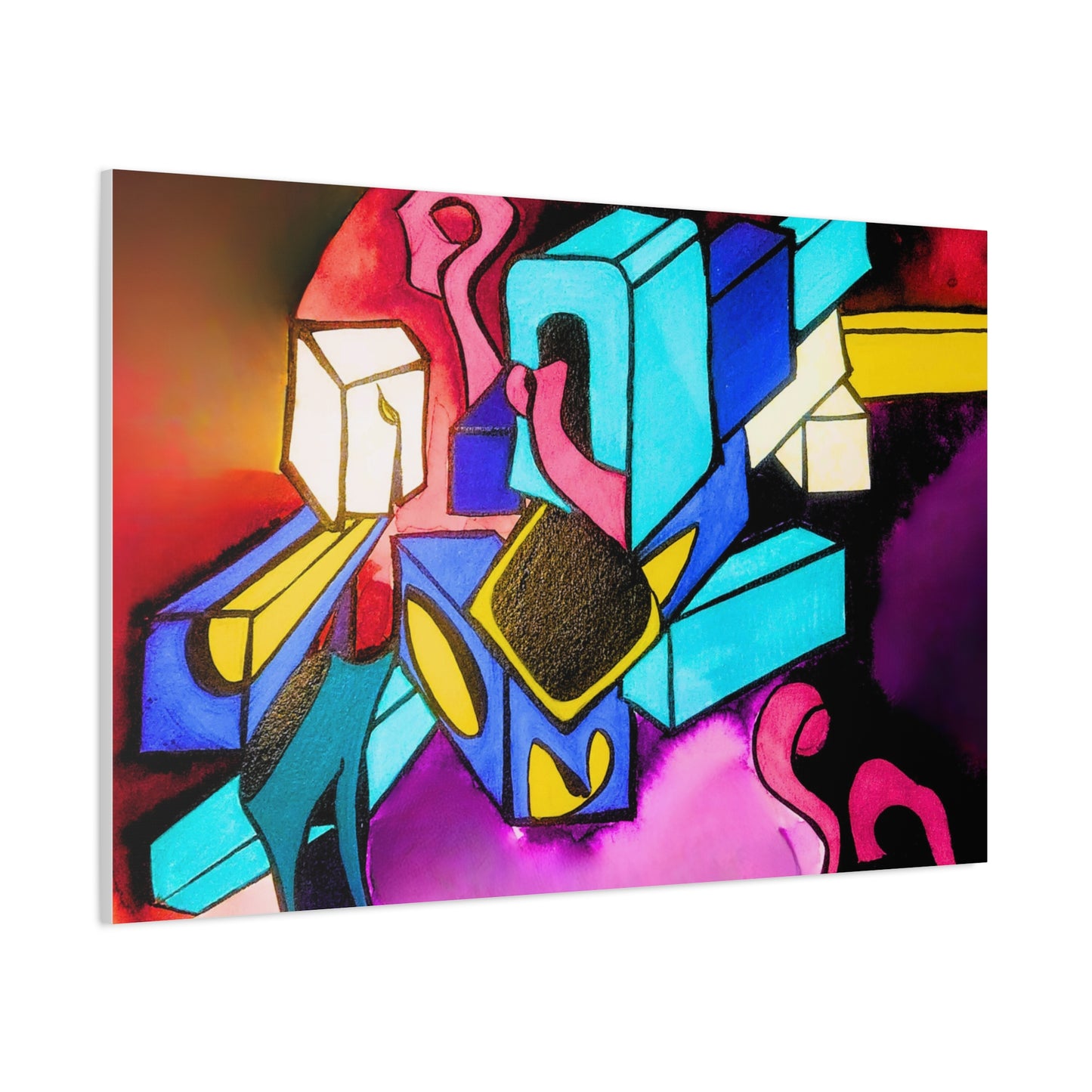 Abstract Neon Geometric Canvas Print