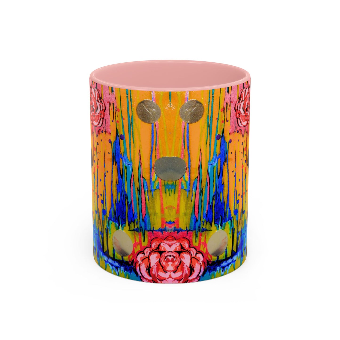 Vibrant Drip Floral Accent Coffee Mug — Colorful Abstract Roses (11/15 oz)