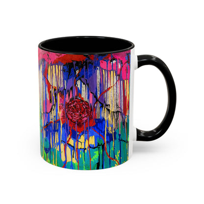 Colorful Drip Art Coffee Mug – Vibrant Abstract Floral Accent (11/15oz)