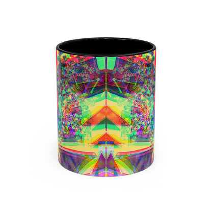 Psychedelic Geometric Accent Coffee Mug — Vibrant Neon Art Design (11/15oz)