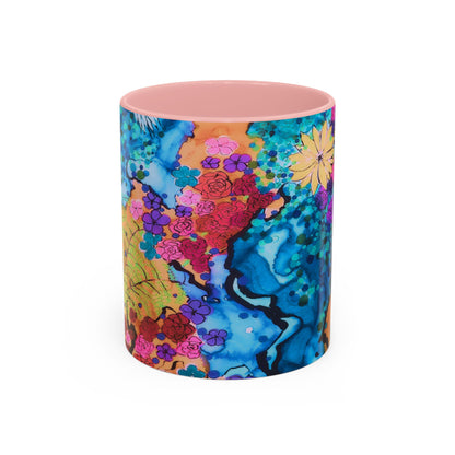 Vibrant Floral Watercolor Accent Coffee Mug