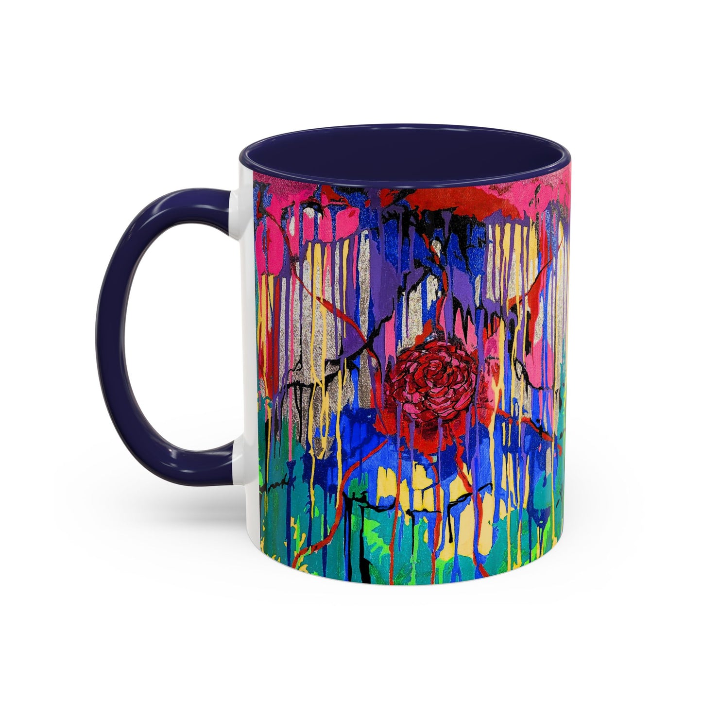 Colorful Drip Art Coffee Mug – Vibrant Abstract Floral Accent (11/15oz)