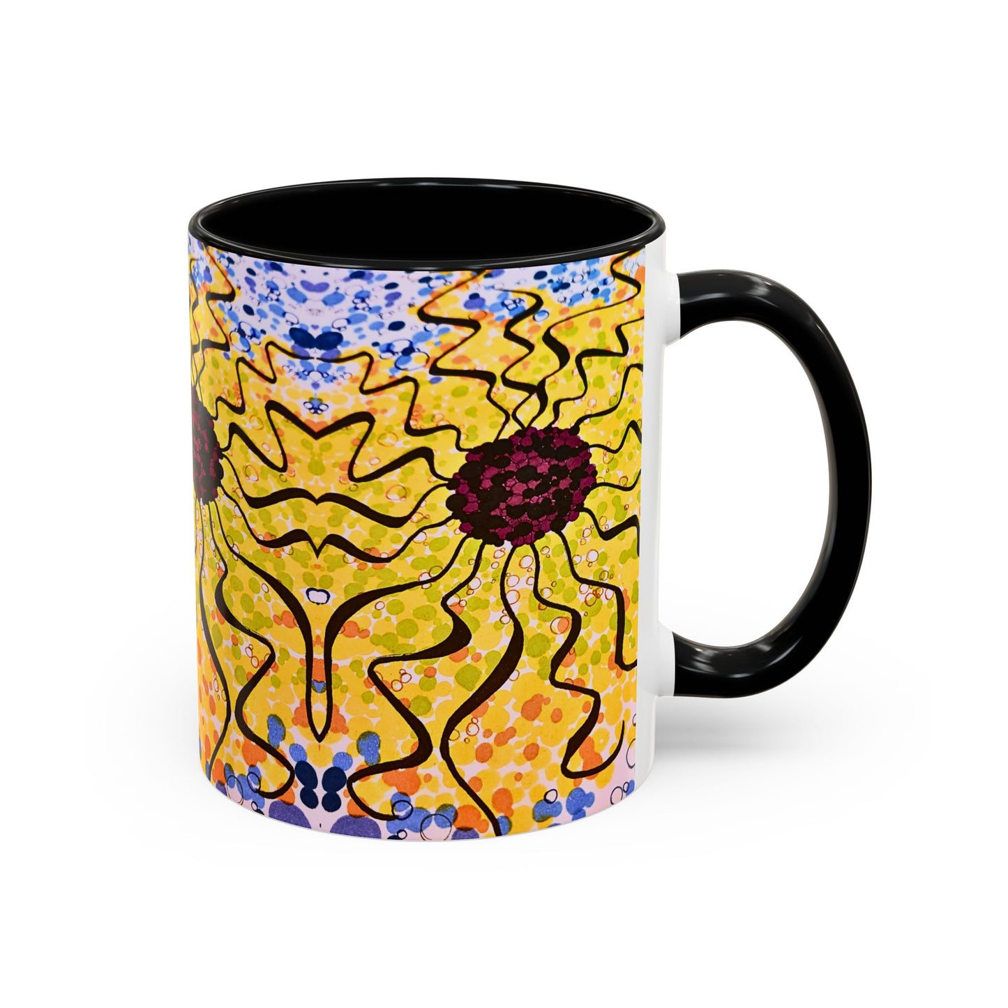 Sunburst Floral Accent Coffee Mug