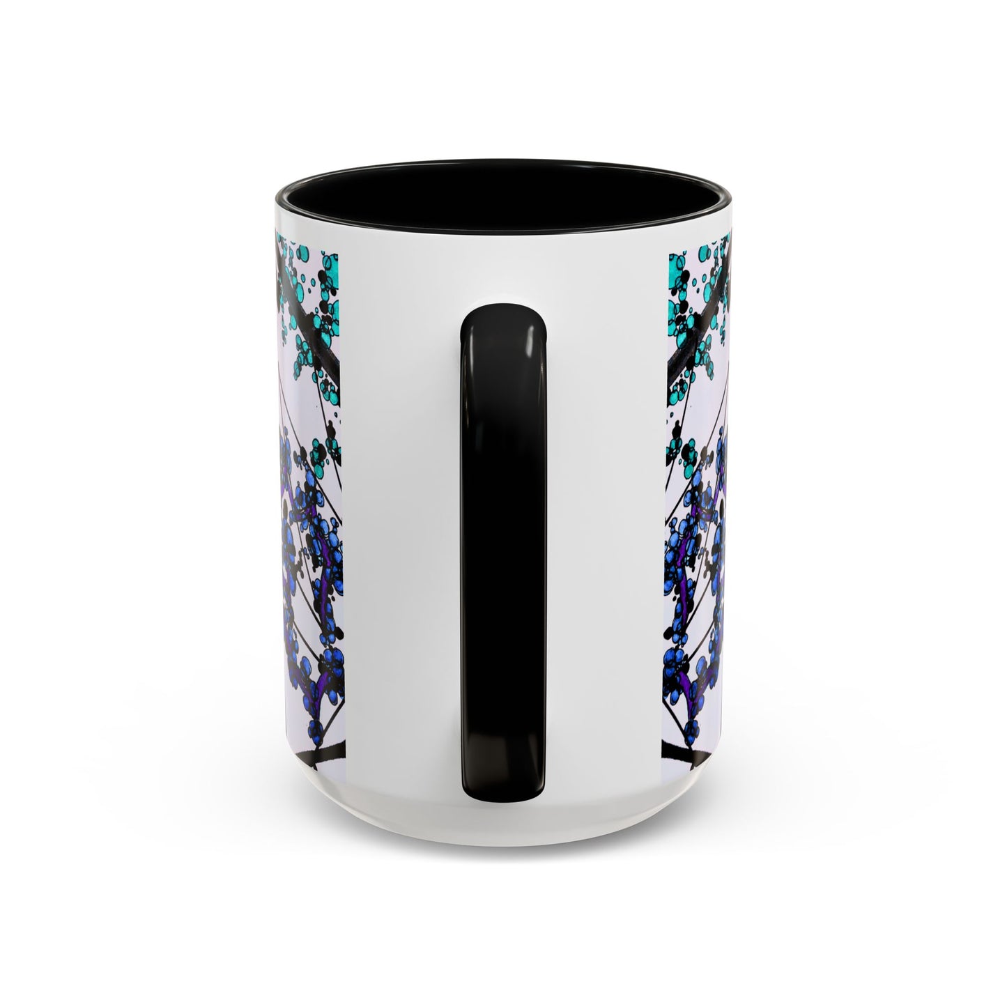 Blue Botanical Accent Coffee Mug — Teal Floral Abstract 11/15oz