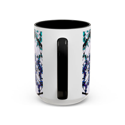 Blue Botanical Accent Coffee Mug — Teal Floral Abstract 11/15oz