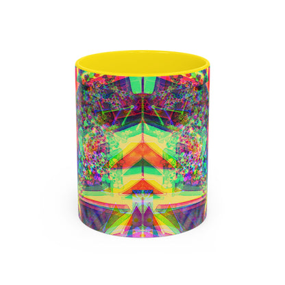 Psychedelic Geometric Accent Coffee Mug — Vibrant Neon Art Design (11/15oz)