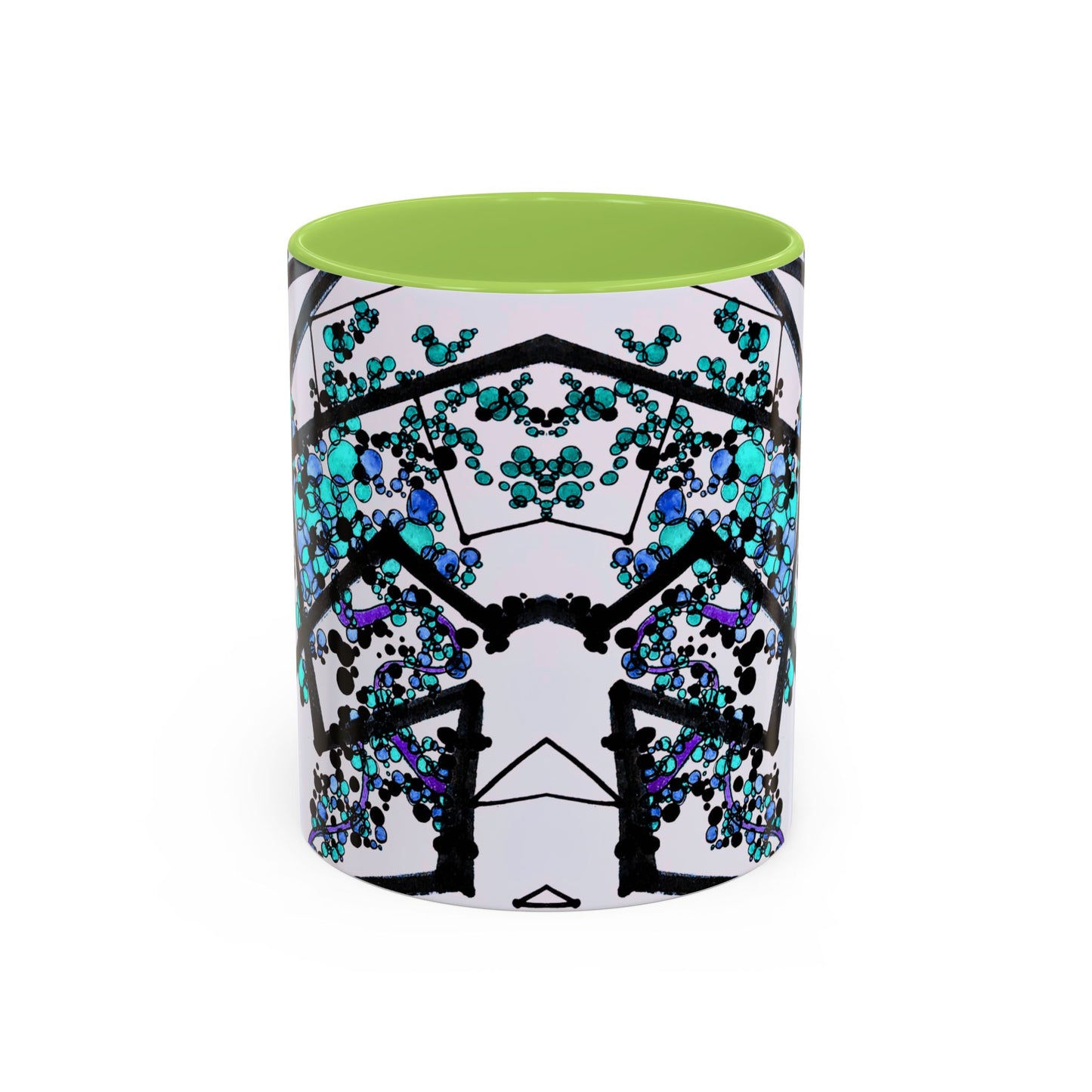 Blue Botanical Accent Coffee Mug — Teal Floral Abstract 11/15oz