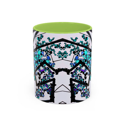 Blue Botanical Accent Coffee Mug — Teal Floral Abstract 11/15oz