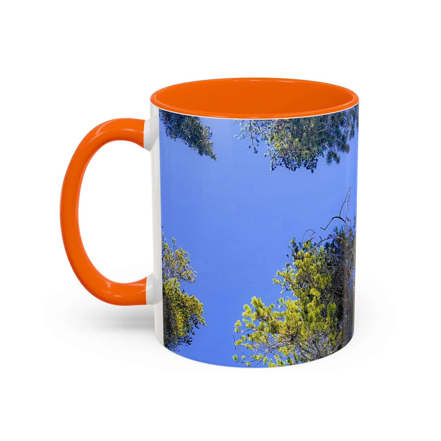 Scenic Pine Tree Sky Accent Coffee Mug – Nature Photography 11/15oz
