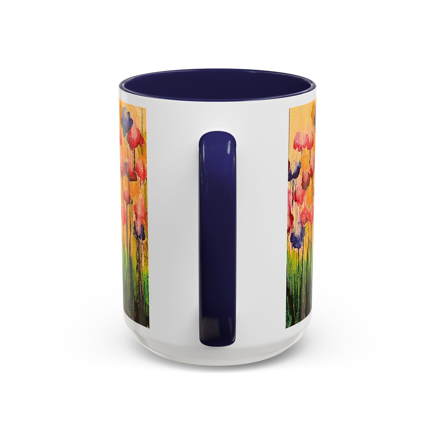 Floral Watercolor Accent Coffee Mug — Colorful Spring Poppy Art (11/15 oz)