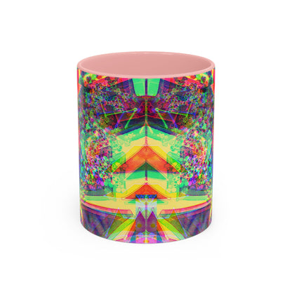 Psychedelic Geometric Accent Coffee Mug — Vibrant Neon Art Design (11/15oz)