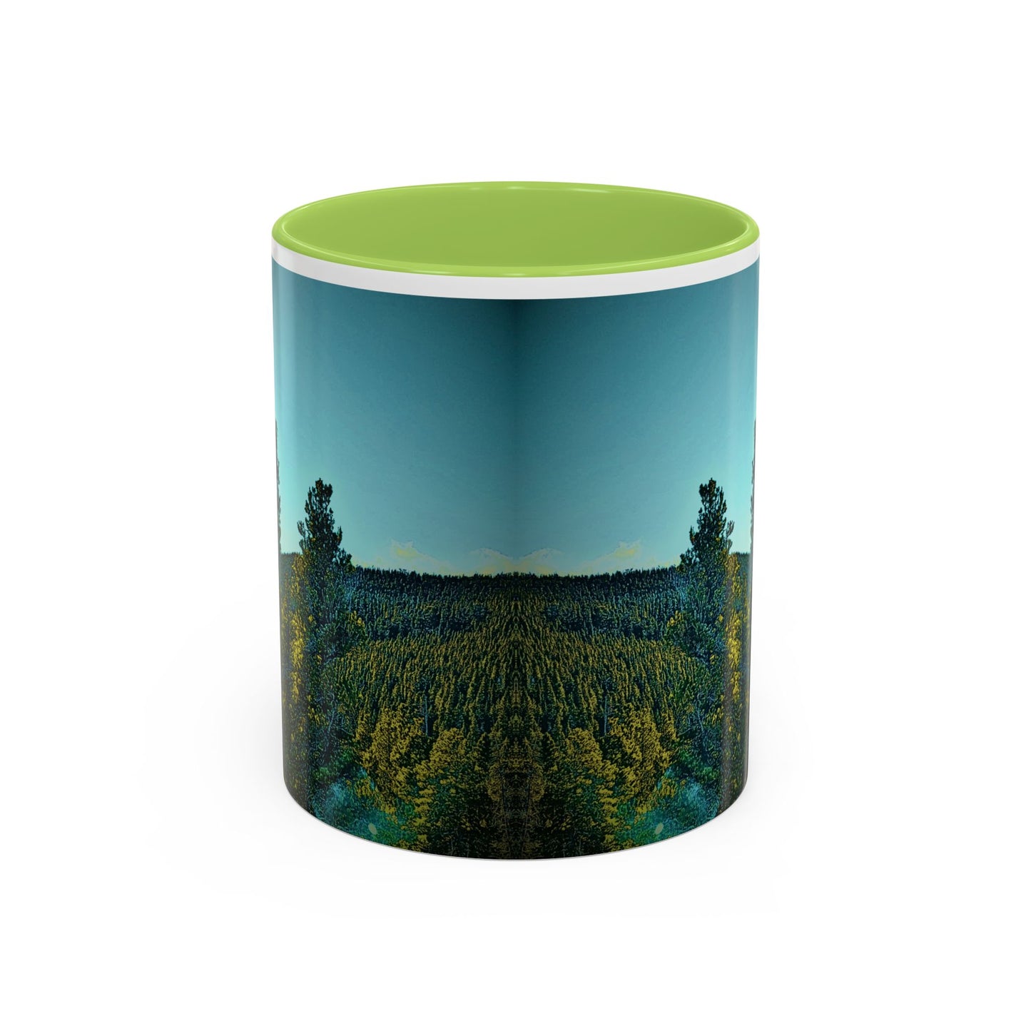 Scenic Pine Forest Accent Coffee Mug — Sunrise Landscape 11/15oz