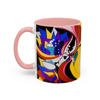 Abstract Colorful Face Accent Coffee Mug — Bold Pop Art Ceramic Gift