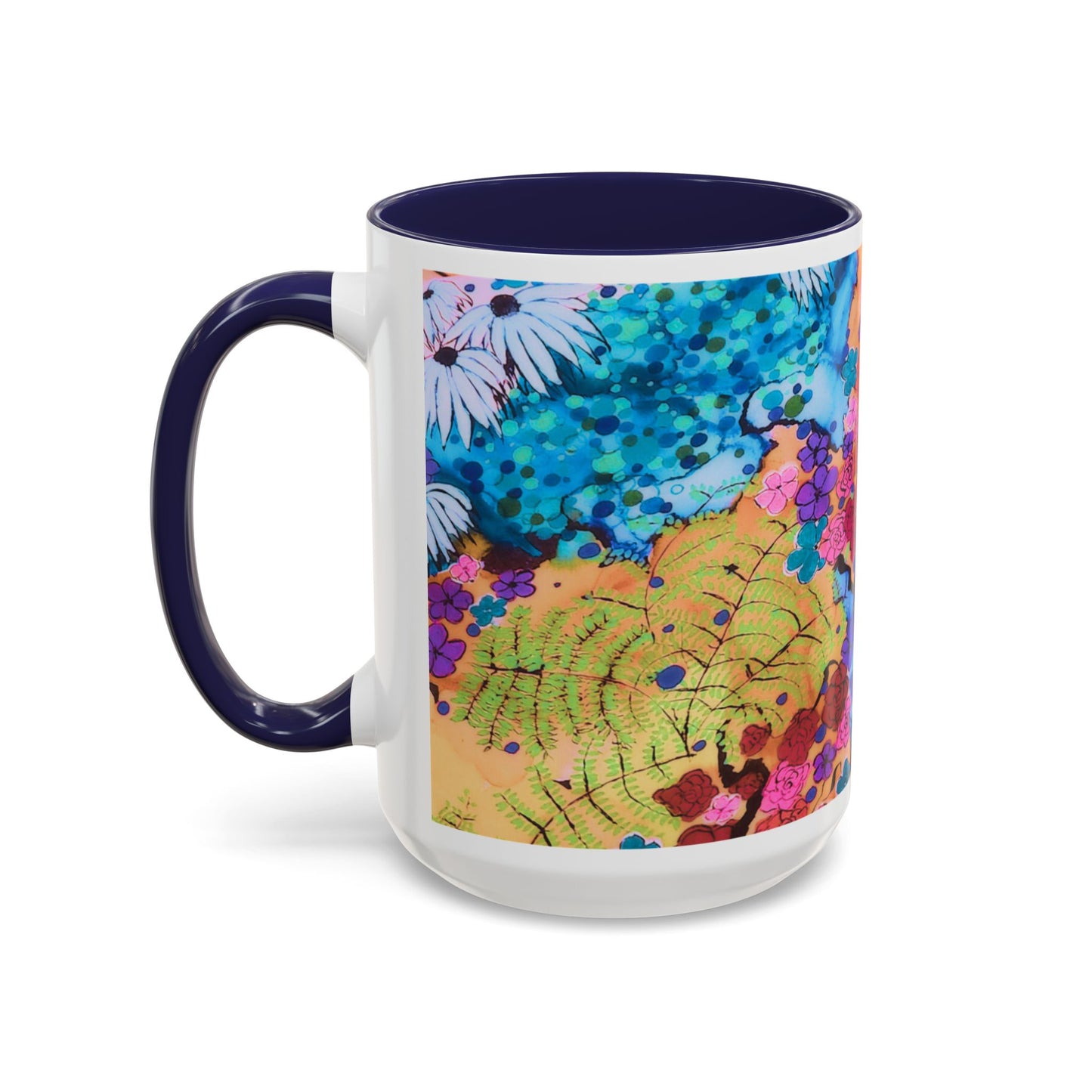 Vibrant Floral Watercolor Accent Coffee Mug