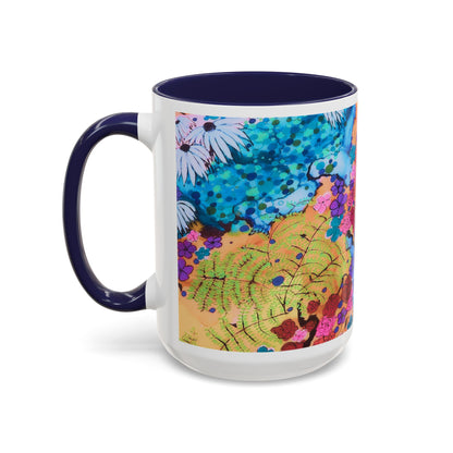 Vibrant Floral Watercolor Accent Coffee Mug