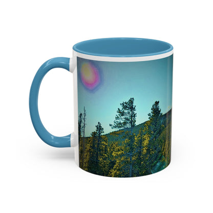 Scenic Pine Forest Accent Coffee Mug — Sunrise Landscape 11/15oz