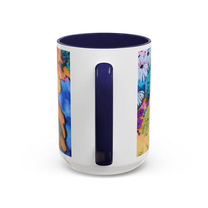 Vibrant Floral Watercolor Accent Coffee Mug