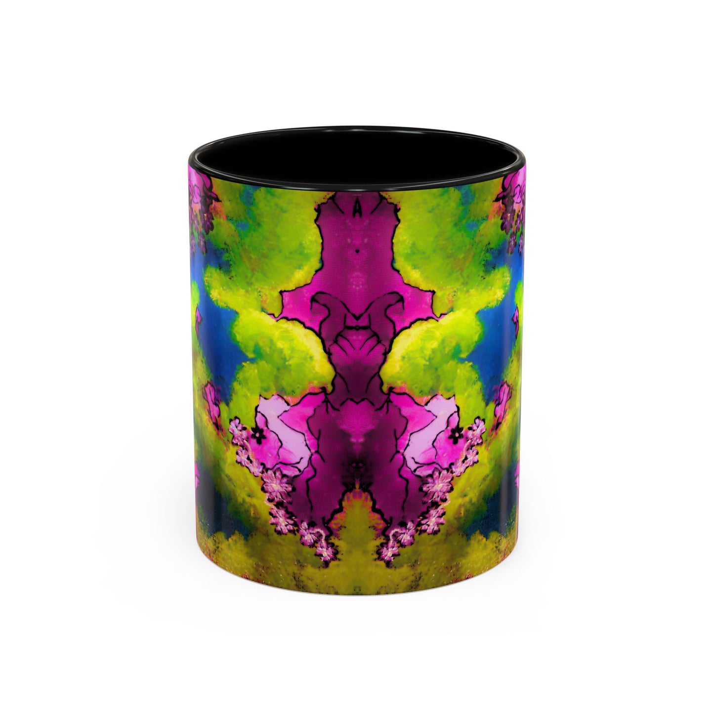 Vibrant Abstract Inkblot Accent Coffee Mug – Psychedelic Floral Color Splash (11/15oz)