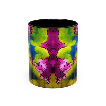 Vibrant Abstract Inkblot Accent Coffee Mug – Psychedelic Floral Color Splash (11/15oz)