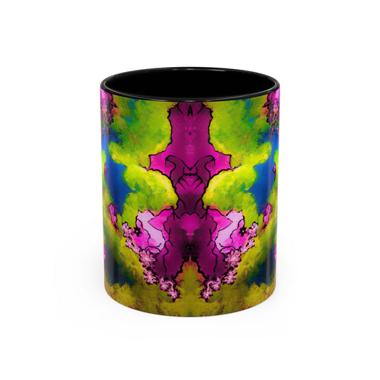 Vibrant Abstract Inkblot Accent Coffee Mug – Psychedelic Floral Color Splash (11/15oz)