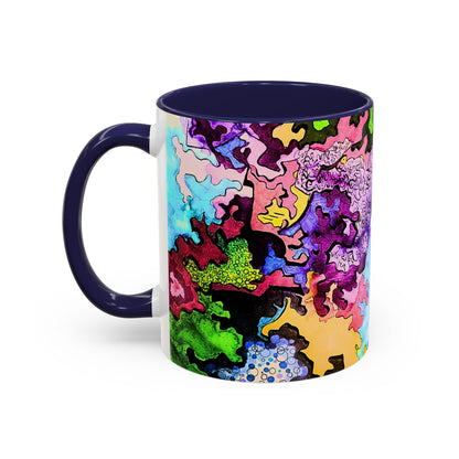 Psychedelic Abstract Accent Coffee Mug — Colorful Inkblot Art (11/15oz)