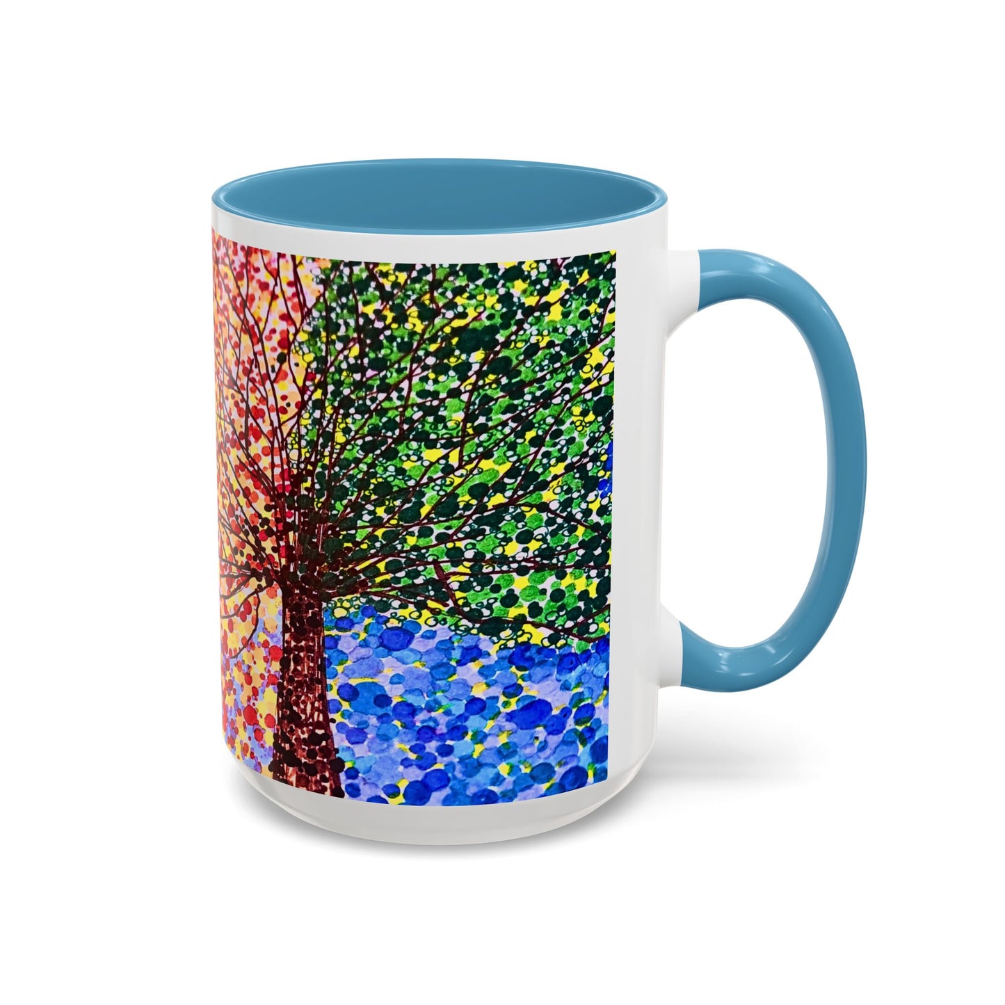 Accent Coffee Mug - Colorful Pointillist Tree Art Cup (11/15 oz)