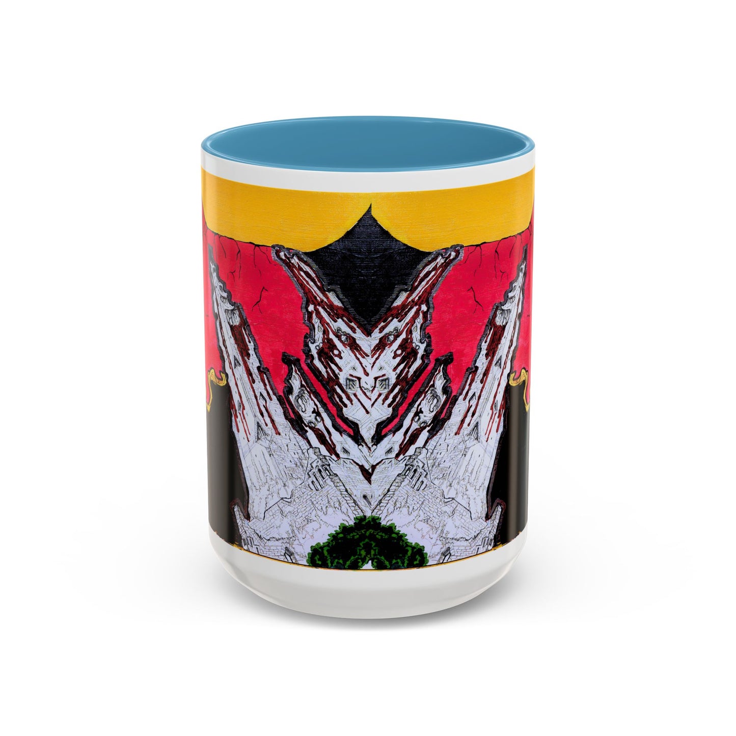 Abstract Mountain Dragon Coffee Mug — Colorful Accent Ceramic Mug (11/15oz)