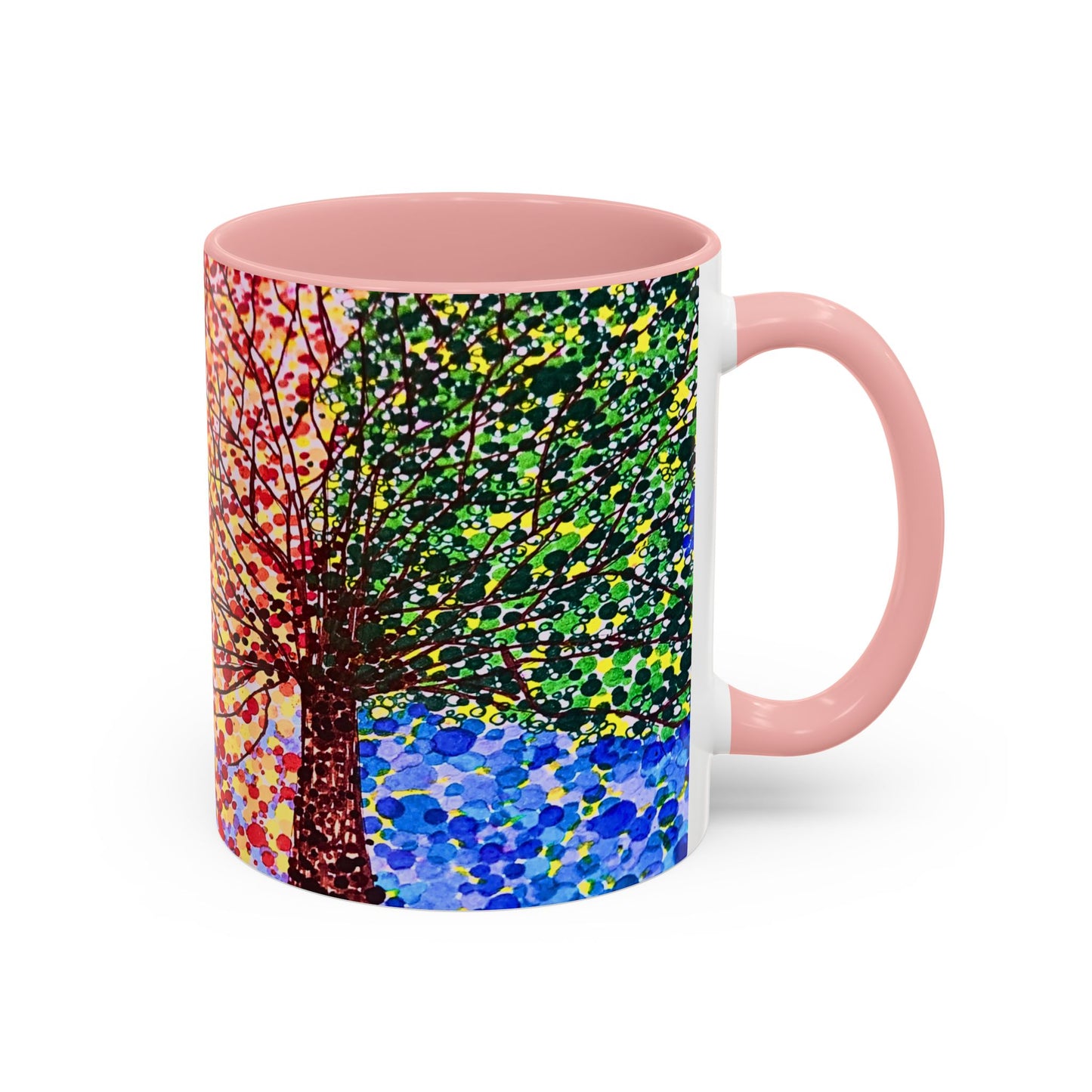 Accent Coffee Mug - Colorful Pointillist Tree Art Cup (11/15 oz)