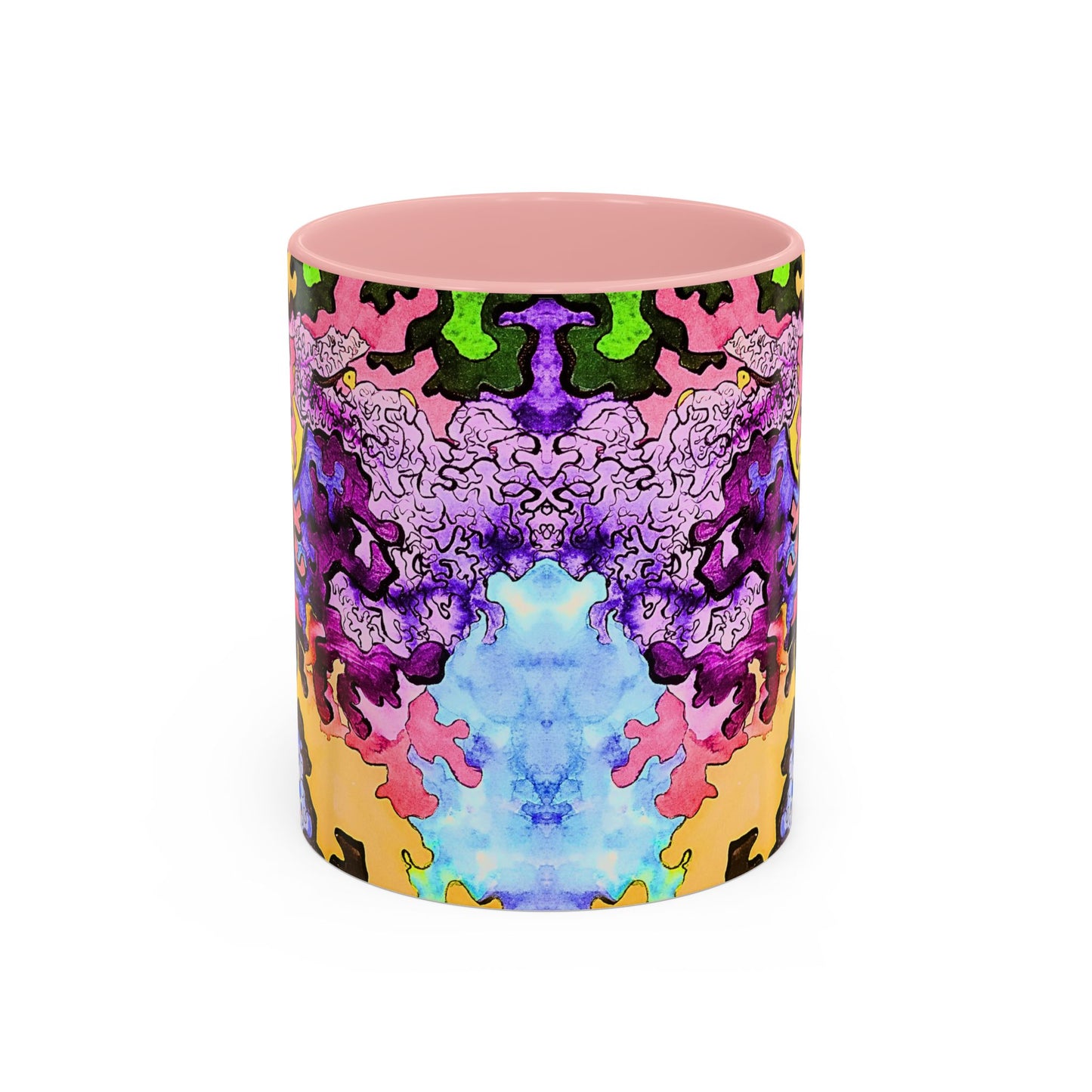 Psychedelic Abstract Accent Coffee Mug — Colorful Inkblot Art (11/15oz)