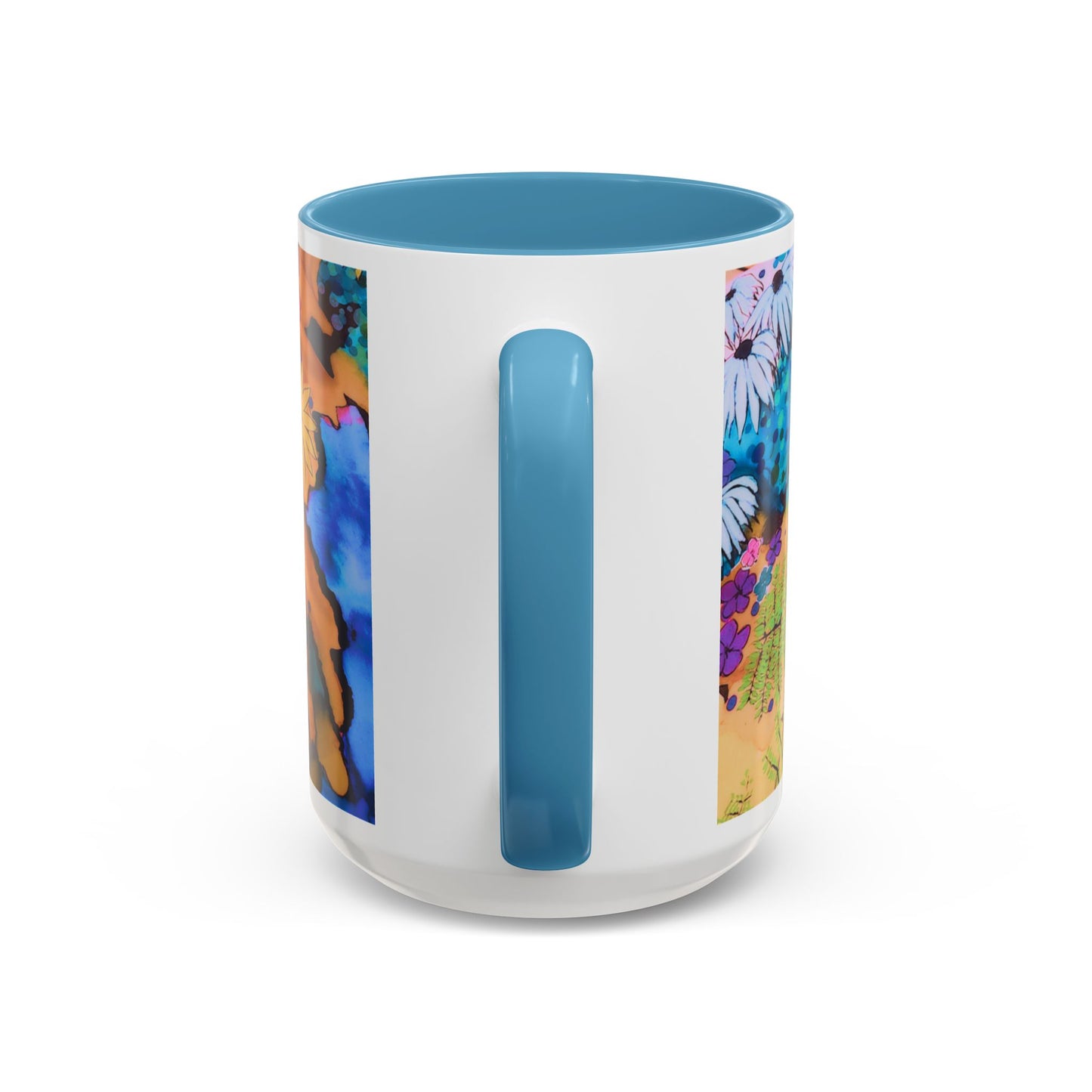 Vibrant Floral Watercolor Accent Coffee Mug