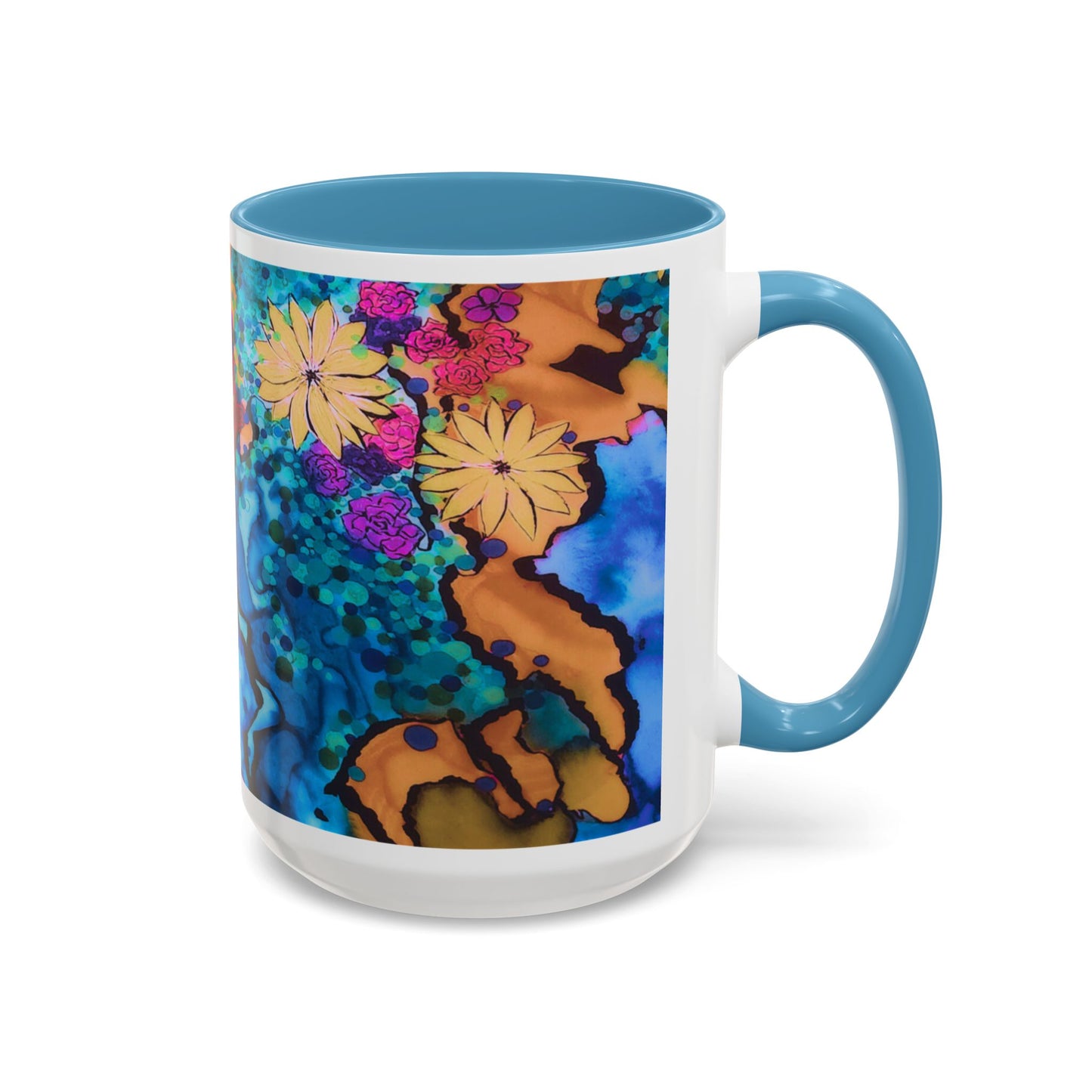 Vibrant Floral Watercolor Accent Coffee Mug
