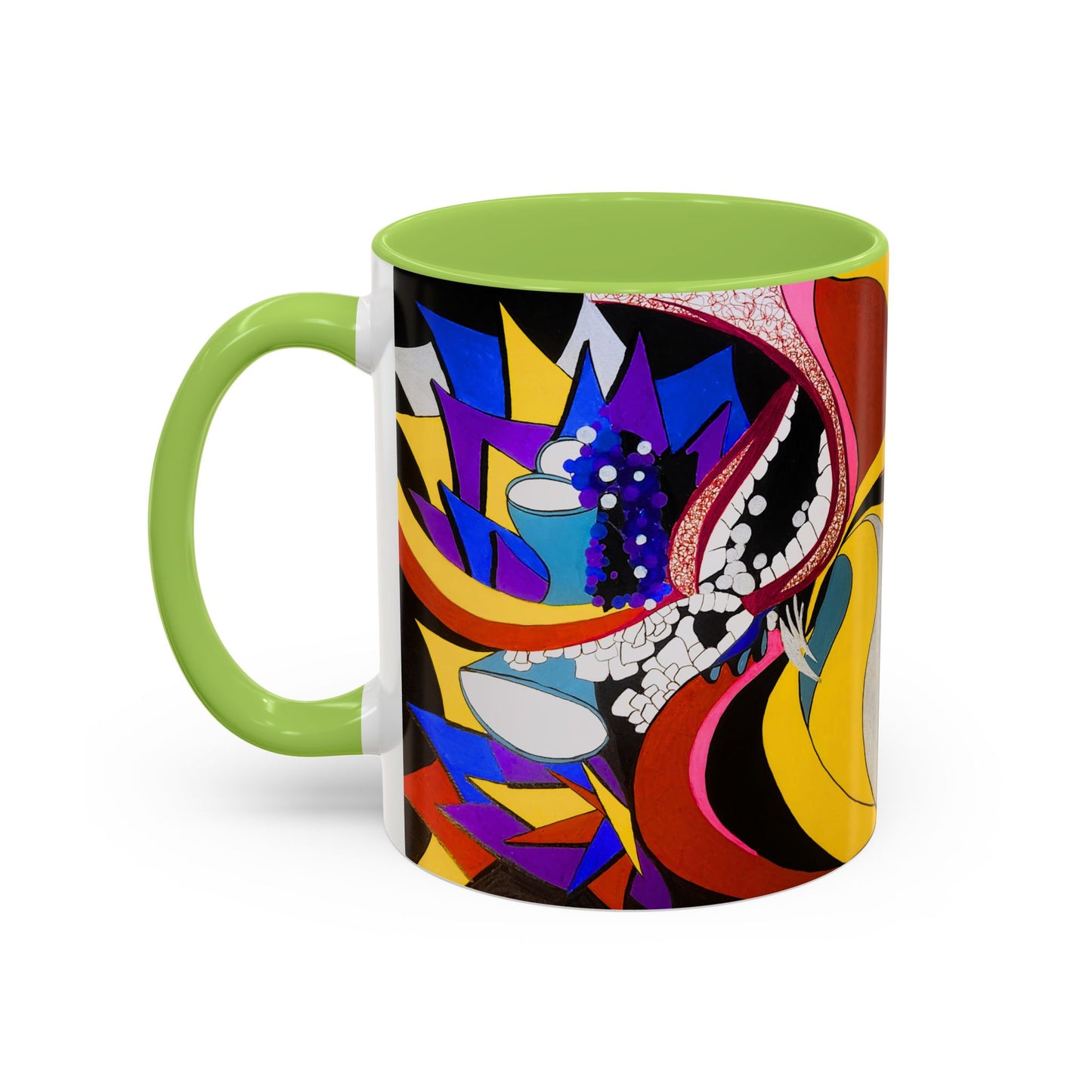 Abstract Colorful Face Accent Coffee Mug — Bold Pop Art Ceramic Gift