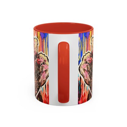 Abstract Floral Accent Coffee Mug — Vibrant Rose Art Ceramic Mug (11/15 oz)