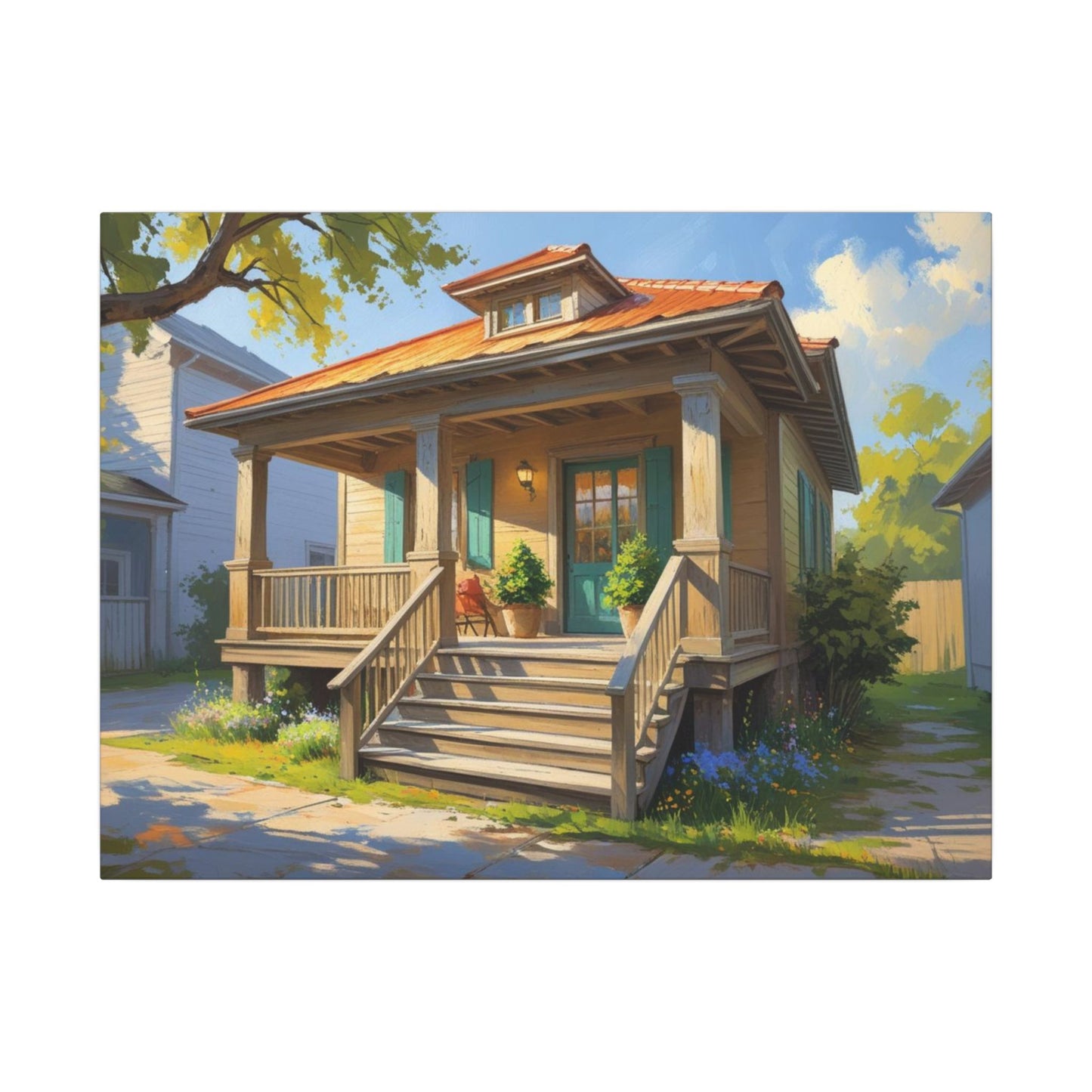 Custom Hand-Illustrated Home Portrait - Oil Painting Print