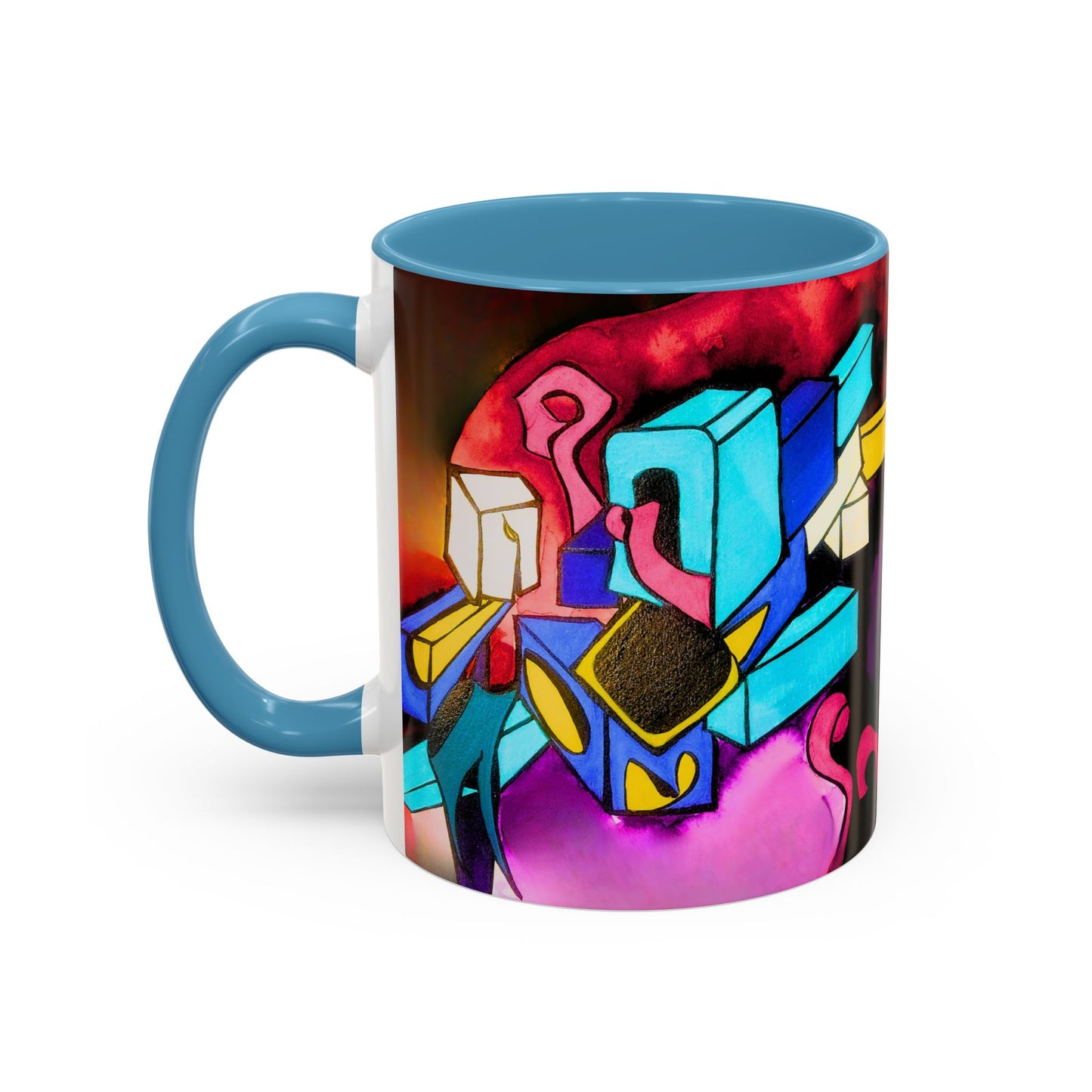 Abstract Neon Art Coffee Mug — Colorful Geometric Accent Mug