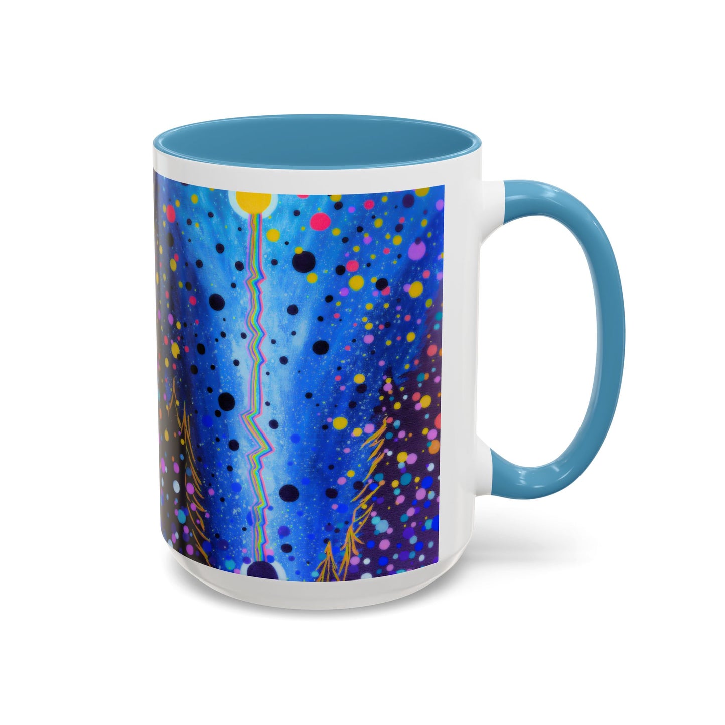 Abstract Galaxy Accent Coffee Mug — Blue Dot Constellation Design (11/15oz)